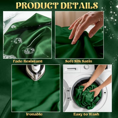 Dark Green Satin Tablecloth 58 x 102 Inch - 8 Pack Seamless Design - Variation of THIS listing