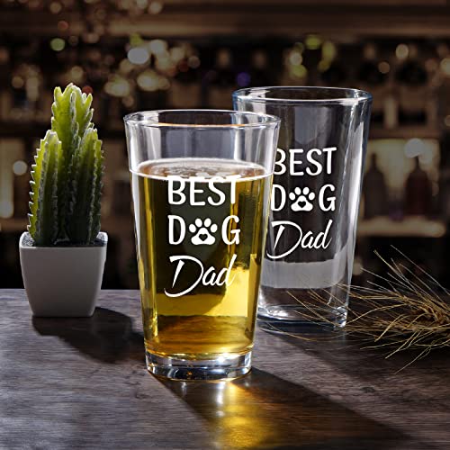 Transparent Dog Dad Beer Glass - Funny 15oz Gift for Fathers Day, Birthday, Christmas, Retirement, Anniversary