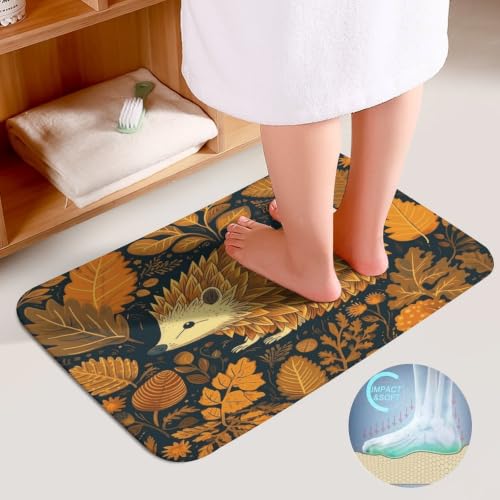 Cute Hedgehog Bathroom Rugs Set 3 Piece Floor Mat & Toilet Cover