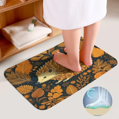 Cute Hedgehog Bathroom Rugs Set 3 Piece Floor Mat & Toilet Cover