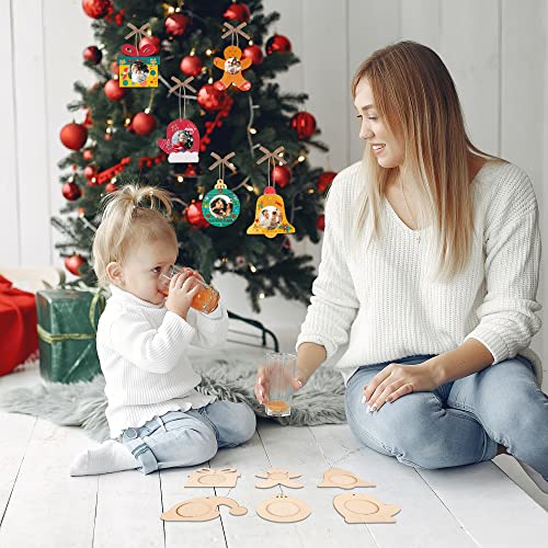 12Pcs Christmas DIY Photo Frame Ornaments Unfinished Wood Craft Kits - Variations of This Listing
