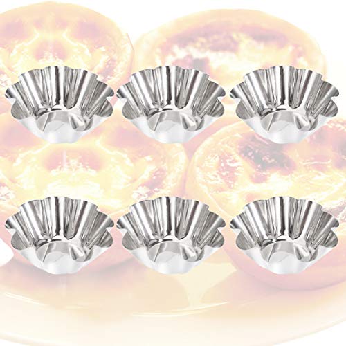 DOITOOL 6pcs Flower Tart Pans Tart Mold Stainless Steel Tart Pans Non-stick Tart Pans Tart Muffin Cup