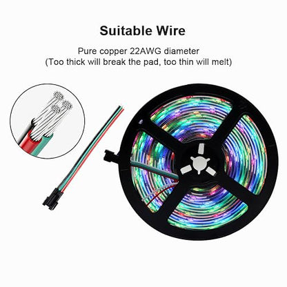 DC5V RGBW LED Strip Light 16.4ft 150 LEDs IP65 Individually Addressable Multi-Color