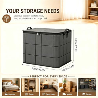 Extra Large Foldable Storage Bag with Reinforced Handles - 180L Capacity, 2 Pack - Moving & Organizing