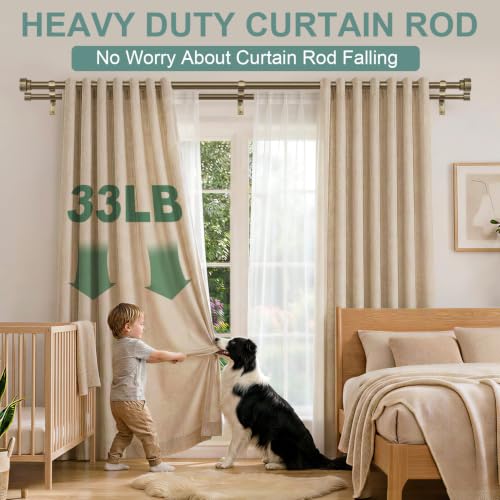 Antique Bronze Double Curtain Rod Set 1 Inch for Windows 72-144 Inches - Lootkell