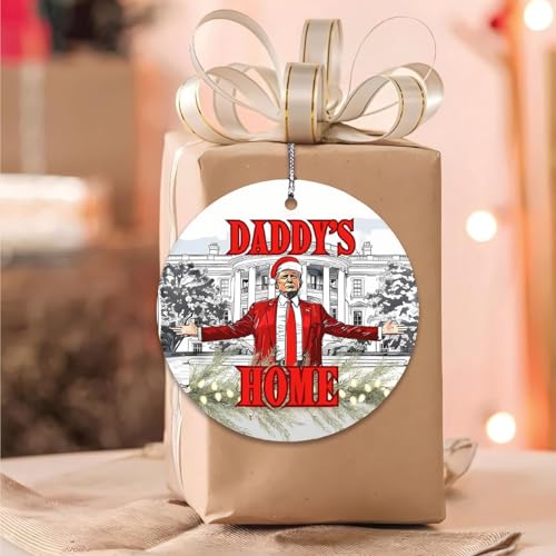 Christmas Trump Ornament 2025 Double-Sided Daddy's Home Patriotic Decor