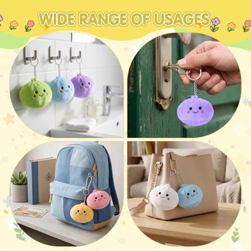 12-Pack Cute Plush Dumpling Keychains Party Favors & Bag Charms