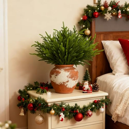 12 Pack 18-Inch Artificial Norfolk Pine Stems - Greenery for Holiday Decor