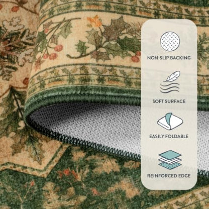 Lahome Christmas Runner Rug 2x6 Feet Green Holiday Entryway Bathroom - Variation of THIS listing