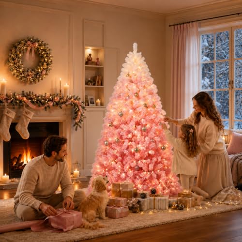 Pink White Gradient 6ft Artificial Christmas Tree with 210 Lights & 750 Tips