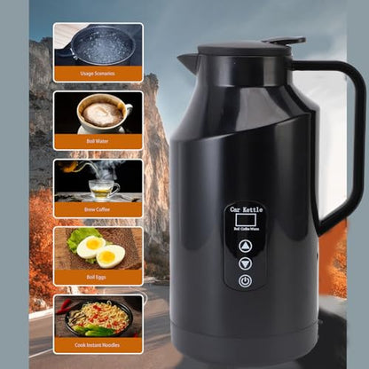 Car Electric Kettle 1500ML Portable Water Boiler for Travel 12V/24V Stainless Steel
