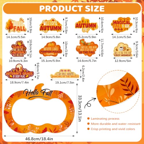 Fall Photo Props Set with Pumpkin Frame - 36 Pieces Fall Festival Decorations