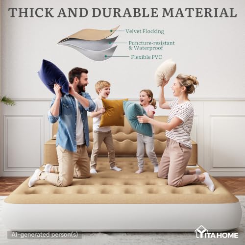 Queen Size Inflatable Air Sofa Bed with Headboard and Pump