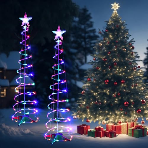 4 Pack 6ft Spiral Christmas Tree Lights - 125 LED Outdoor Decor