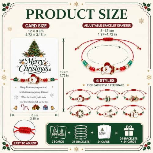 Christmas Wish Bracelets Set with Wish Cards - 6 Styles for Holiday Gifts