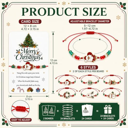Christmas Wish Bracelets Set with Wish Cards - 6 Styles for Holiday Gifts