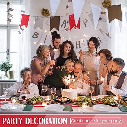 Breling 6 Pieces Red and White Striped Table Runners - 12 x 108 Inch - Classic Decorative Table Linens for Indoor & Outdoor Events