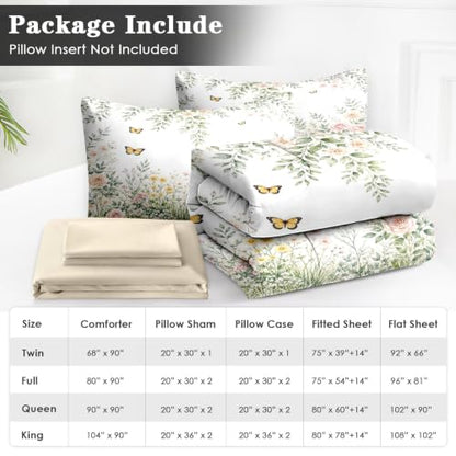 WeCozy Full Size Floral Wildflower Comforter Set - Soft & Cozy Bedding