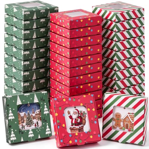 36 Pack Christmas Ornament Gift Boxes with Clear Windows - DIY Holiday Packaging