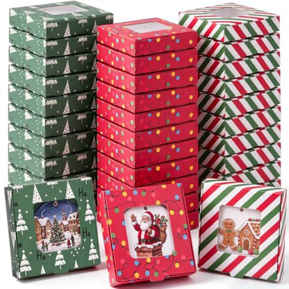 36 Pack Christmas Ornament Gift Boxes with Clear Windows - DIY Holiday Packaging