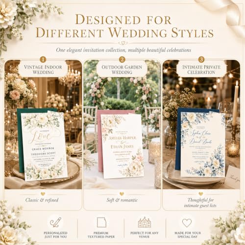 Personalized Wedding Invitations Floral Card - Color 10