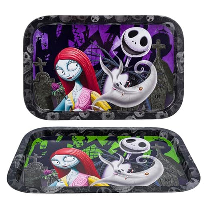Nightmare Before Christmas Serving Trays Set - Jack & Sally Food Platters, 2 Metal Trays with Decals