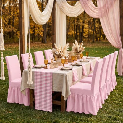 Pink Dorm Chair Cover 2 Pack Stretch Slipcovers for Dining & Office Chairs