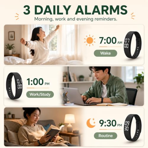 Vibrating Alarm Wristband Dual-Button Silent Reminder Watch