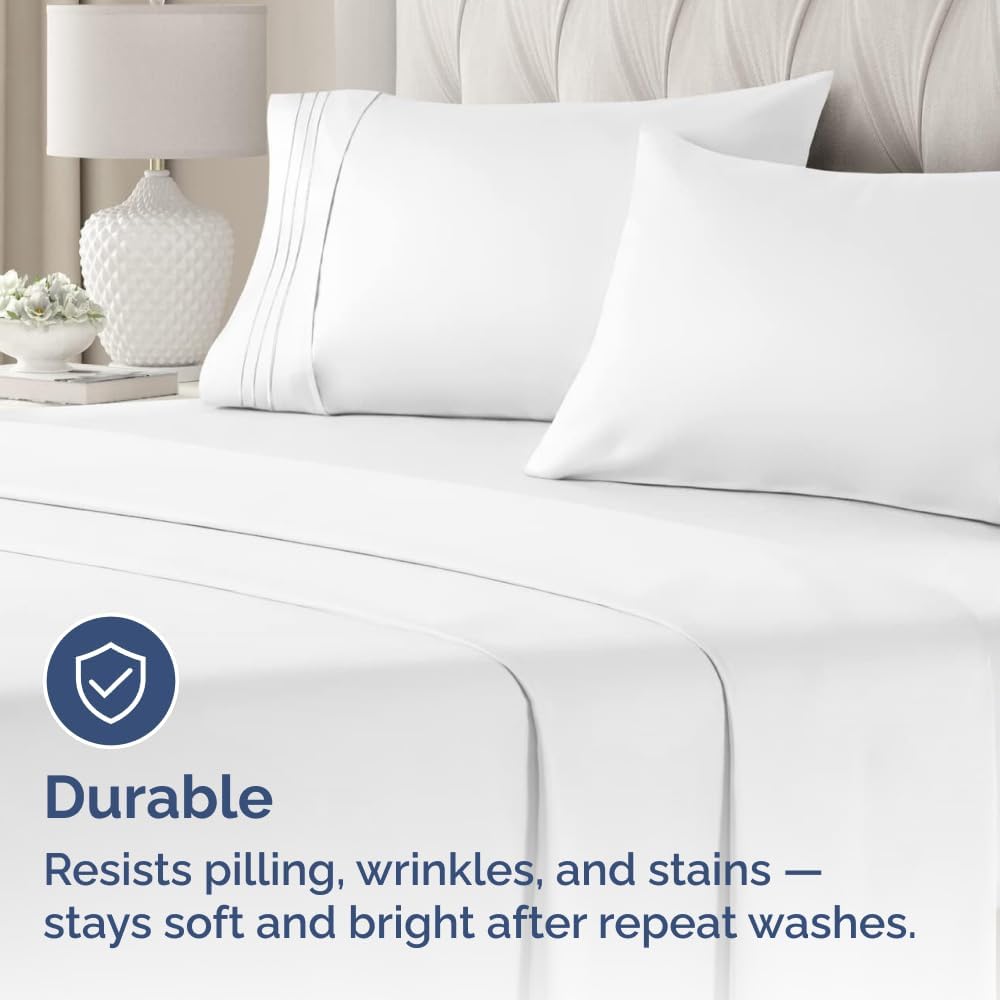 Skiennix Standard Pillow Cases Set of 4 - Ultra Soft Hotel Quality Covers - Machine Washable White