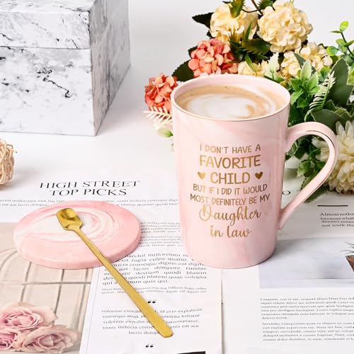 Pink Mother-in-Law Gift Mug - Funny Mothers Day Birthday Gift from Daughter-in-Law, 14 Oz