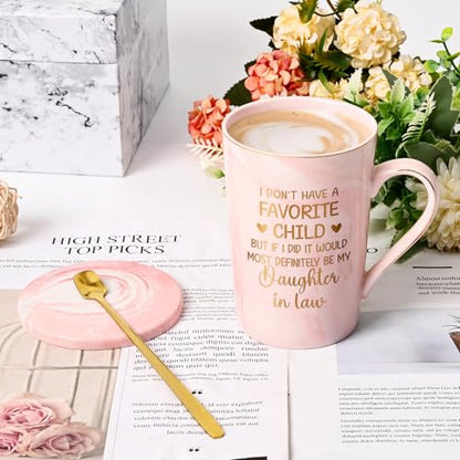 Pink Mother-in-Law Gift Mug - Funny Mothers Day Birthday Gift from Daughter-in-Law, 14 Oz