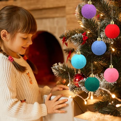 Vibrant 24 Pcs Felt Christmas Balls Ornaments for Tree - 1.57 Inch