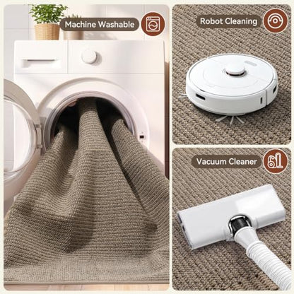 Brown 3x5 Indoor Door Mat Non Slip Washable Entryway Rug - Front Door