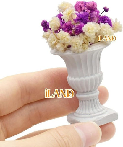iLAND Miniature Dollhouse Accessories - 2pcs Dollhouse Plants with Dry Flowers | Mini Urn Planters