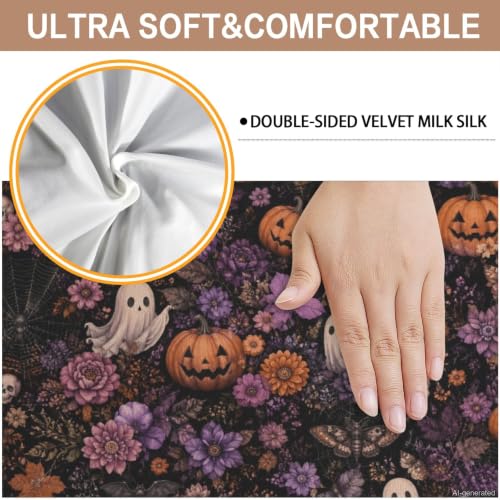 Halloween Chair Cushion Slipcover Set - Floral Ghost Pattern, 6 Pieces