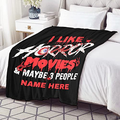 Pizza and Horror Movie Lover Blanket Soft Flannel Blanket Lightweight Plush Throw Air Conditioner Quilt for Women Men Couch Bed Sofa Decorative Blankets 60"x50" Medium for Boys Girls