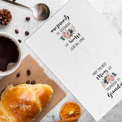 Grandma Kitchen Towels - First Time Grandma Gift, Pregnancy Announcement, 16x24 Inch, Hand Tea Towels for Kitchen & Bathroom - Grandma Variation