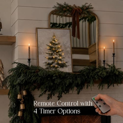 Lighted Snowy Tree Wall Art - 18x24 Holiday Canvas Decor with Remote