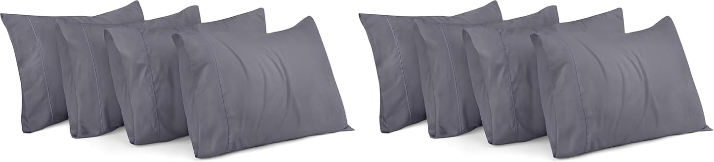 Utopia Bedding Standard Pillow Cases - 8 Pack Soft Brushed Microfiber | Fade Resistant 20 x 26 Inches (Grey)