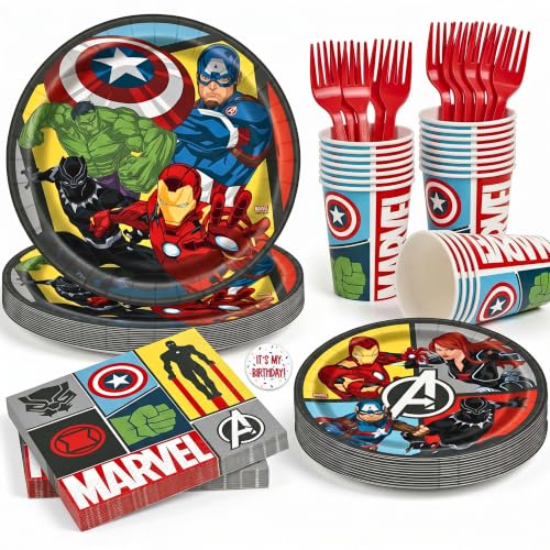 Avengers Birthday Party Plates Napkins Cups Set for Kids Celebration