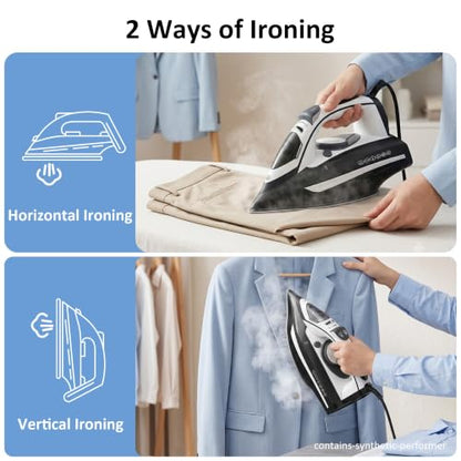 Steam Iron for Clothes with Rapid Heating, 400ml Water Tank & Vertical Steaming