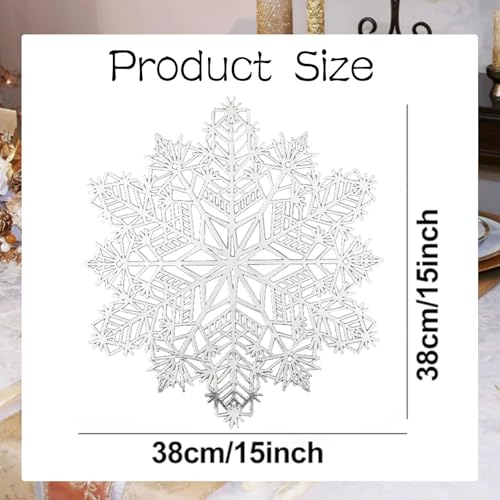 Christmas Snowflake Placemat Set of 4 - Round Vinyl Holiday Table Mats