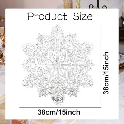 Christmas Snowflake Placemat Set of 4 - Round Vinyl Holiday Table Mats