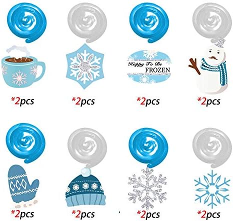 Skiennix Christmas Snowman & Snowflake Hanging Swirl Decorations - 30 Count for Festive Home & Office Decor