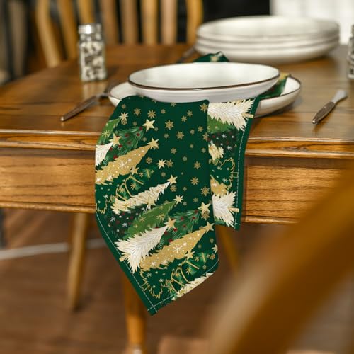 18 x 18 Inch Green Cloth Napkins Set of 4 - Reusable Holiday Table Decor