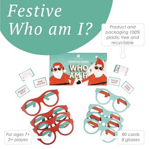 Talking Tables Who Am I? Christmas Quiz Game SantaWhoAmI Variant - Fun Holiday Card Game for Kids & Adults