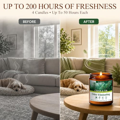 Odor Eliminating Soy Candles Set - 4 Pack, 28 oz Home Fragrance