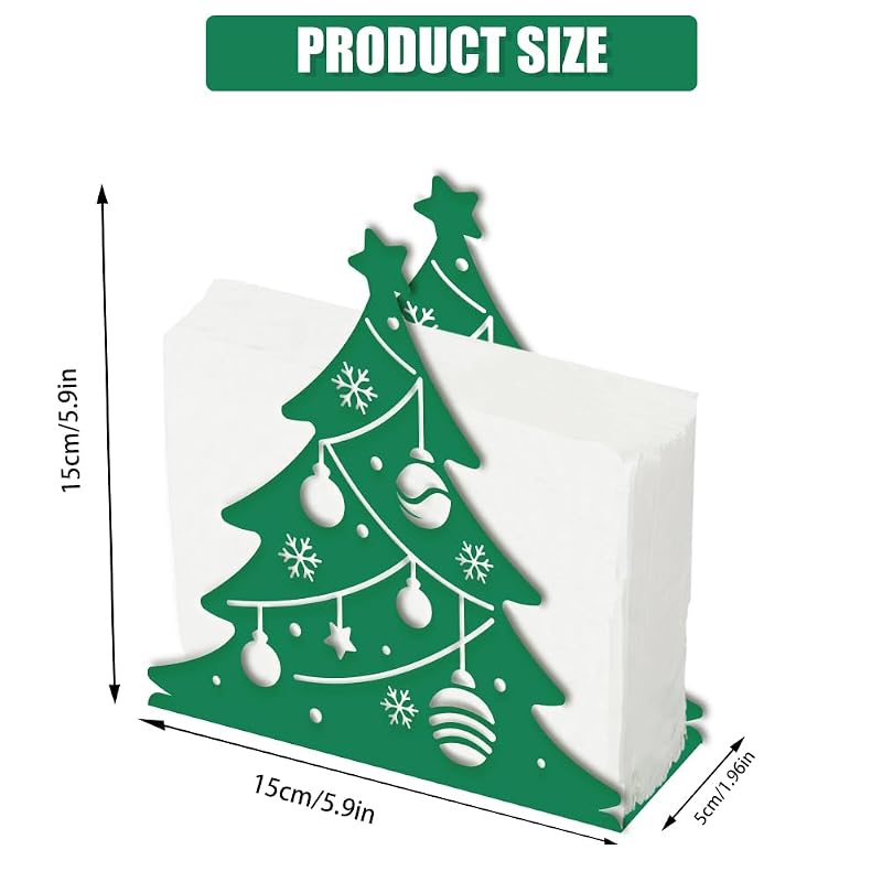 Christmas Tree Napkin Holder - Green Iron Tabletop Dispenser with Lights (Variation: Christmas Tree)