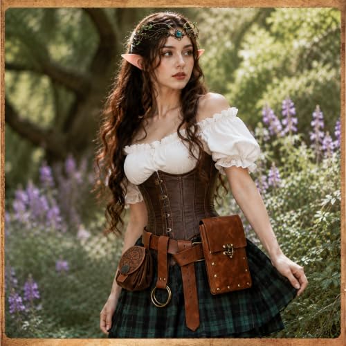7-Piece Renaissance Costume Accessories Set with Fairy Wreath and Elf Ears