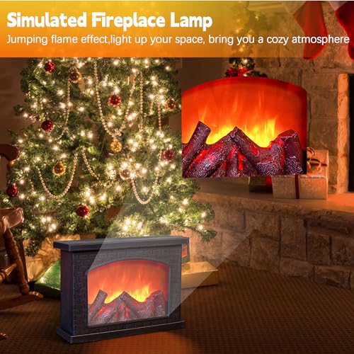 Black Fireplace Lanterns Decorative Small LED Flame Effect Lamp